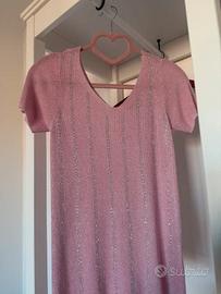 T-shirt rosa glitter in maglina di viscosa