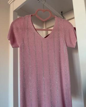 T-shirt rosa glitter in maglina di viscosa