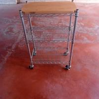 Carrello cucina con ruote e tagliere