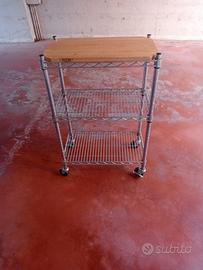 Carrello cucina con ruote e tagliere