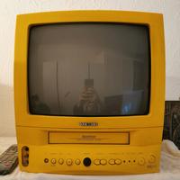 TV Samsung gialla 14" VHS + telecomando