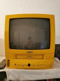 TV Samsung gialla 14" VHS + telecomando
