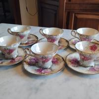 Servizio da the 6 tazzine e piattini in porcellana