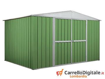 Casetta giardino acciaio 360x260 9mq verde chiaro