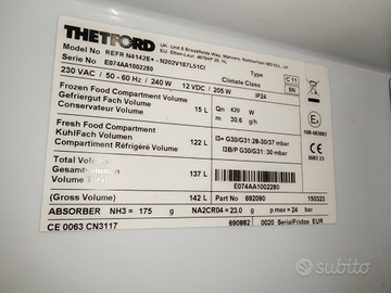 Frigo trivalente thetford n4142e+