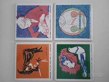 lotto 4 piastrelle ceramica d'autore vintage 