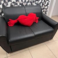 Divano letto similpelle nero