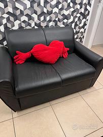 Divano letto similpelle nero