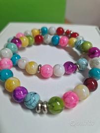 Coppia di bracciali in vetro craquelè