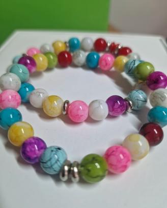 Coppia di bracciali in vetro craquelè
