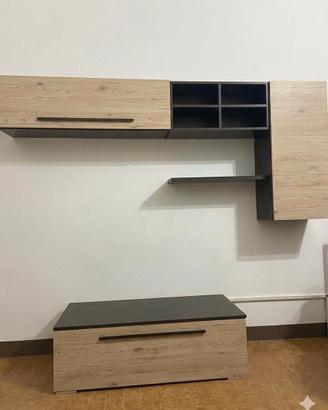 Parete soggiorno rovere/antracite 