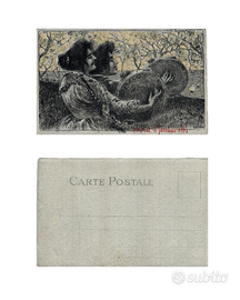 Basilio Cascella cartolina Il Tamburello incisione