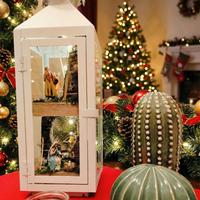 Lanterna con presepe artigianale 45x15x15