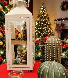Lanterna con presepe artigianale 45x15x15