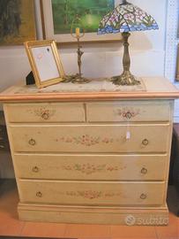 Cassettone Comò 5 cassetti decorato dipinto camera