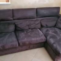 Divano nero 3 posti con chaise longue 
