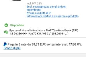 paraurti fiat tipo hatchback nuovo 