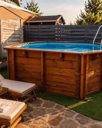 Piscina GRE Vanille 2 in legno completa 8000l