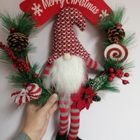 Ghirlanda Natale Dietroporta con Gnomo natalizio