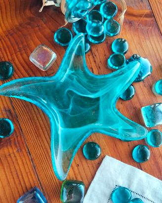 Stella marina di vetro azzurro 