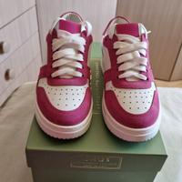 Sneaker in vera pelle bianca/fucsia N.36