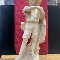Scultura pescatore in alabastro