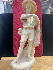 Scultura pescatore in alabastro
