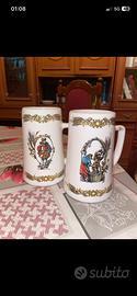 Coppia Boccali Birra Splügen Vintage in Ceramica