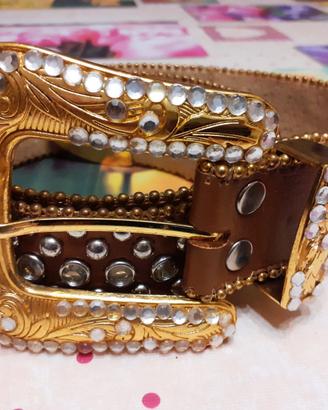 Cintura Guess Donna Con Fibbia Dorata E Strass
