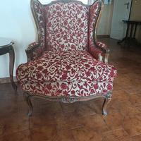 2 poltrone e tavolino in stile luigi XVI