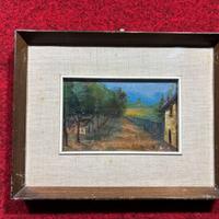 Dipinto paesaggio Rurale case dipinto olio su tav