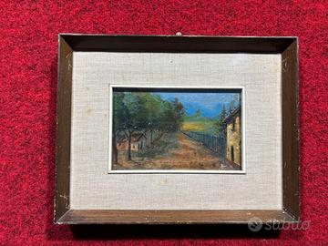 Dipinto paesaggio Rurale case dipinto olio su tav