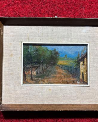 Dipinto paesaggio Rurale case dipinto olio su tav