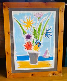 Litografia con cornice legno