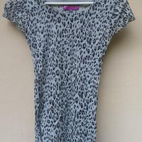 Maglietta T-shirt Leopardata Jennyfer Grigia Lunga