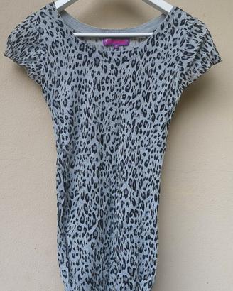 Maglietta T-shirt Leopardata Jennyfer Grigia Lunga