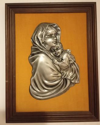 Quadro peltro Madonna con Bambino 