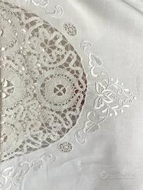 Lenzuola + 2 federe a 3 volant RICAMO DELLA NONNA