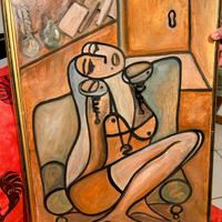 dipinto a olio su carta raffigurante una ragazza 