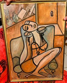 dipinto a olio su carta raffigurante una ragazza 