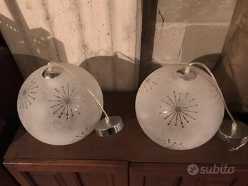 coppia di lampadari satinati