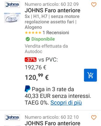 faro anteriore sx per Renault Scenic 