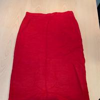 Elegante gonna rossa in lino e viscosa tg.44