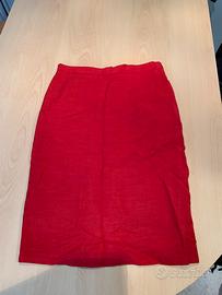 Elegante gonna rossa in lino e viscosa tg.44
