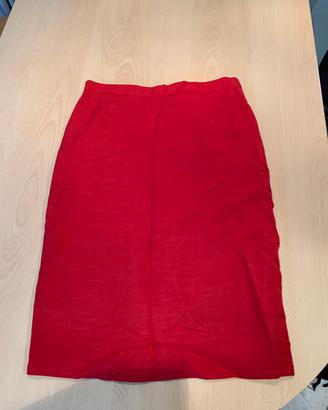 Elegante gonna rossa in lino e viscosa tg.44