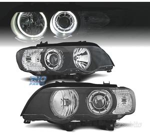 FARI BMW X5 E53 99-03 ANGEL EYES LED SFONDO NERO