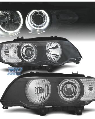 FARI BMW X5 E53 99-03 ANGEL EYES LED SFONDO NERO