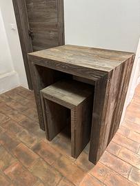 Tavolino con panchetta in legno