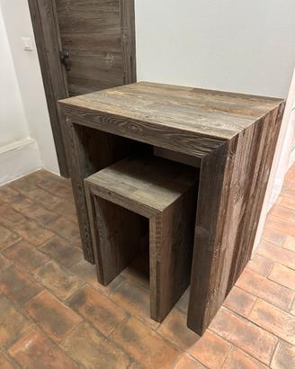 Tavolino con panchetta in legno