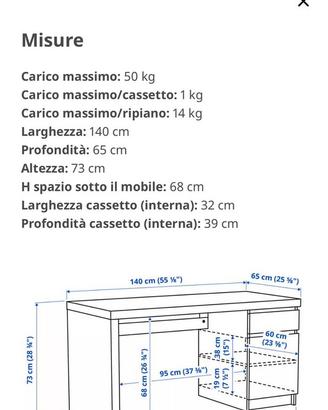 Scrivania Ikea Malm effetto rovere